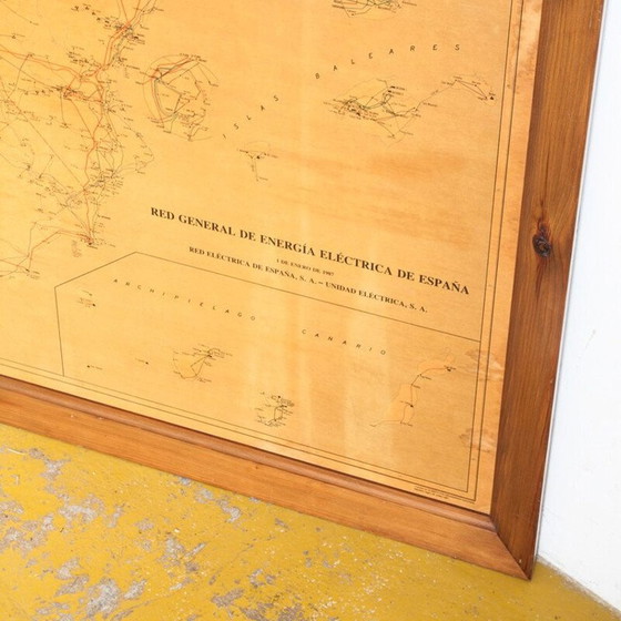 Image 1 of Vintage wooden power grid poster, Spain 1980