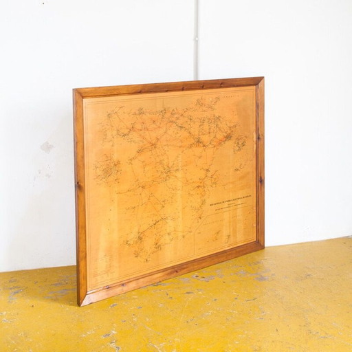 Cartel vintage de red eléctrica de madera, España, 1980