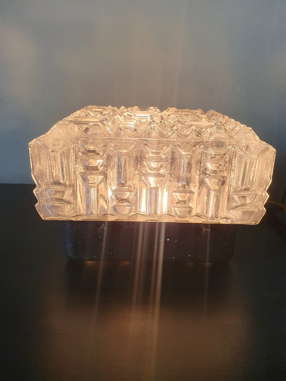 Image 1 of Square 'Icecube' Mid - Century Modern Clear Glass Square Block Ceiling Lamp