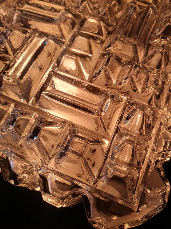 Image 1 of Square 'Icecube' Mid - Century Modern Clear Glass Square Block Ceiling Lamp