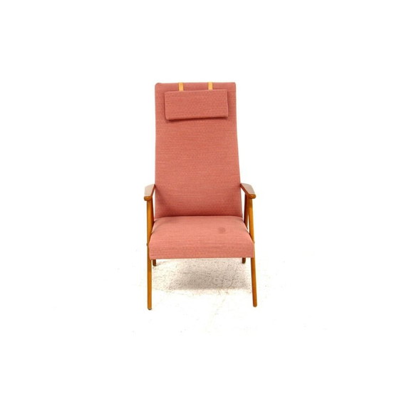 Image 1 of Scandinavian vintage armchair in beech and fabric, Sweden 1950