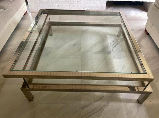 Table basse vitrine acier inoxydable bronzé