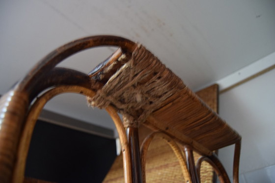 Image 1 of Rara sedia vintage Bauhaus in rattan e bambù con poggiapiedi di Erich Dieckmann, anni &#39;30 