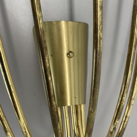 Image 1 of Applique da parete teatrale in ottone stile Stilnovo n. 1, grande, 54 cm, Italia, anni '50