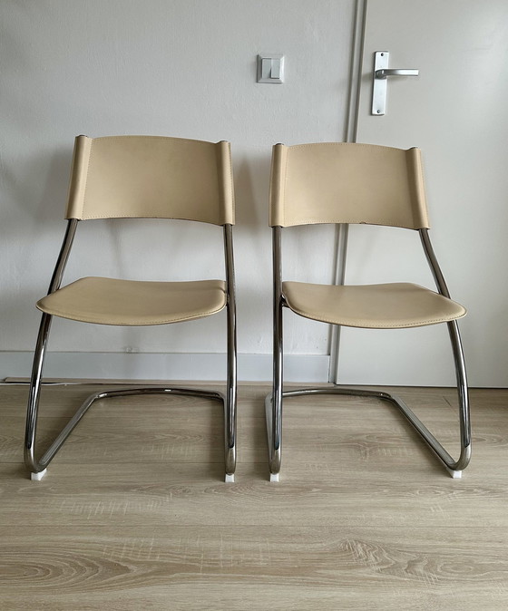 Image 1 of 2X Effezeta Italy Tube Frame Dining Chairs