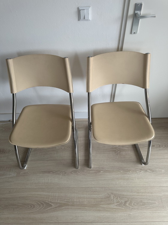 Image 1 of 2X Effezeta Italy Tube Frame Dining Chairs