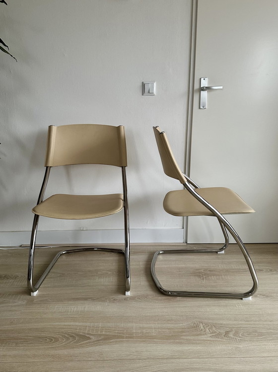 Image 1 of 2X Effezeta Italy Tube Frame Dining Chairs