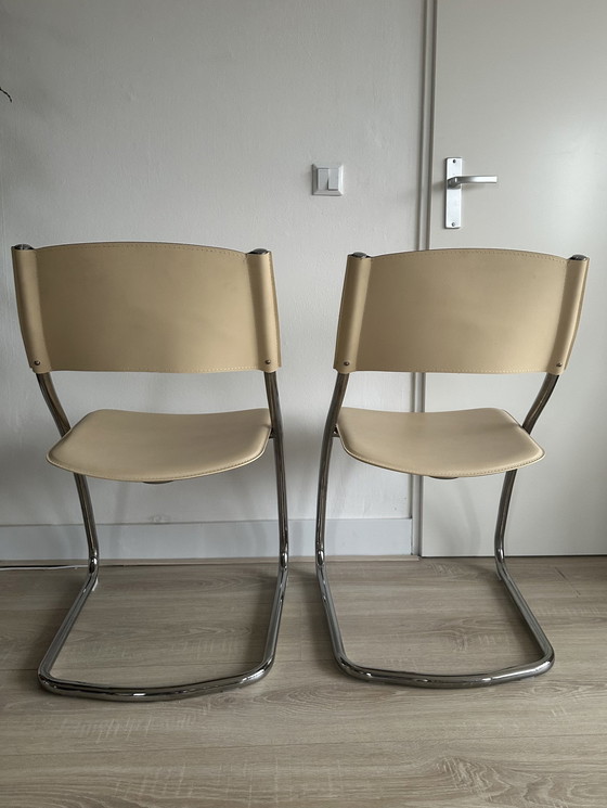 Image 1 of 2X Effezeta Italy Tube Frame Dining Chairs