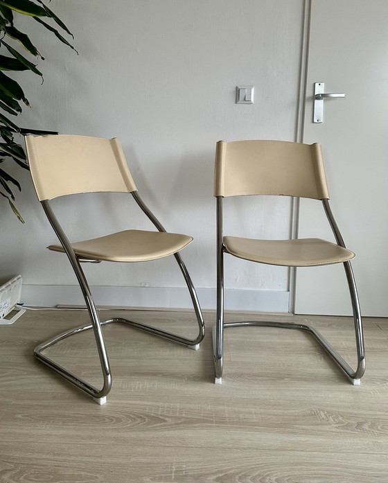 Image 1 of 2X Effezeta Italy Tube Frame Dining Chairs