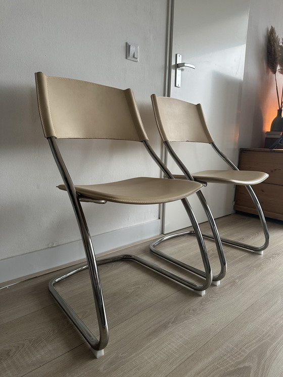 Image 1 of 2X Effezeta Italy Tube Frame Dining Chairs