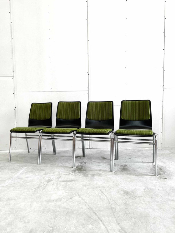 Image 1 of 4x vintage midcentury stacking chairs