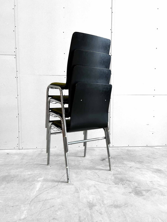 Image 1 of 4x vintage midcentury stacking chairs