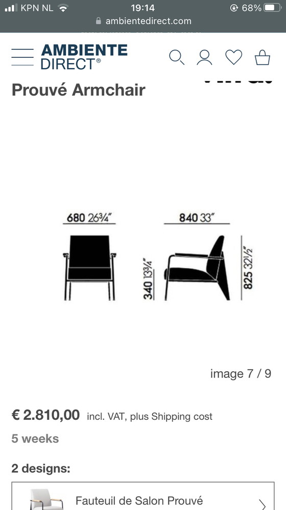 Image 1 of Vitra Prouve arm chair