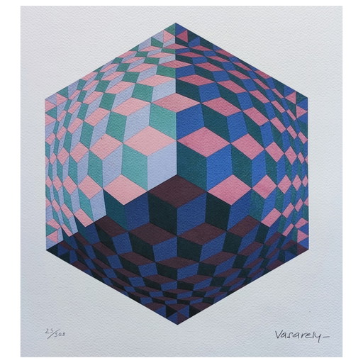 Victor Vasarely Op Art Limited Edition Lithograph – lithos zeefdrukken, Paper, Modern (photo 2 of 9)