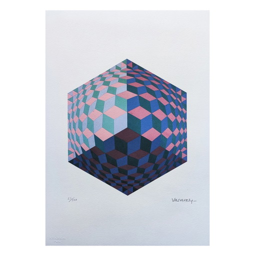 Victor Vasarely Op Art Limited Edition Lithograph – lithos zeefdrukken, Paper, Modern