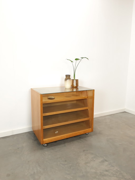 Vintage veneer counter with drawers