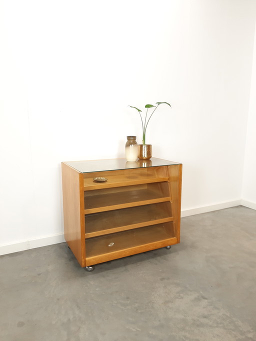 Vintage veneer counter with drawers