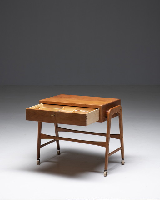 Sewing trolley in Teak, Poul Dinesen, Denmark, 1960s