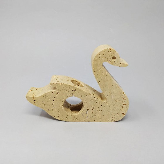 Image 1 of Prodotti Travertine Swan Sculpture by Enzo Mari for F.lli Mannelli.