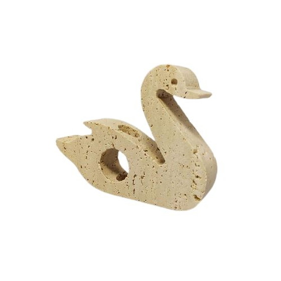 Image 1 of Prodotti Travertine Swan Sculpture by Enzo Mari for F.lli Mannelli.