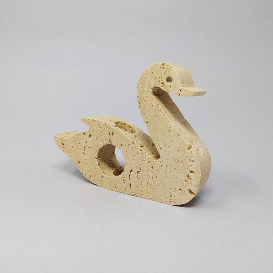 Image 1 of Prodotti Travertine Swan Sculpture by Enzo Mari for F.lli Mannelli.