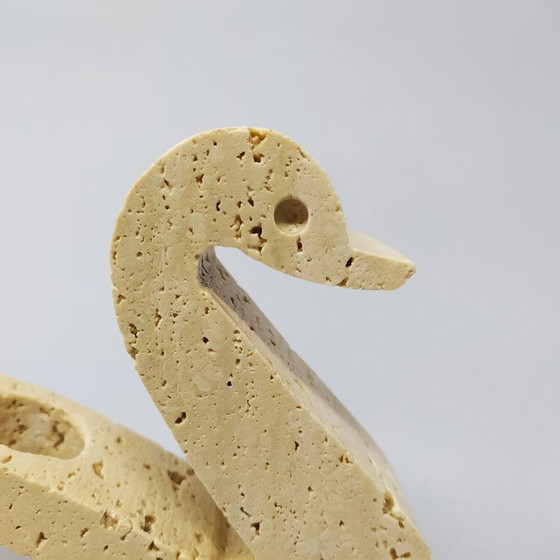 Image 1 of Prodotti Travertine Swan Sculpture by Enzo Mari for F.lli Mannelli.