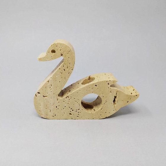 Image 1 of Prodotti Travertine Swan Sculpture by Enzo Mari for F.lli Mannelli.