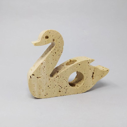 Prodotti Travertine Swan Sculpture by Enzo Mari for F.lli Mannelli.