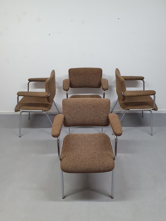 Image 1 of 4x Vintage wool dining room chairs