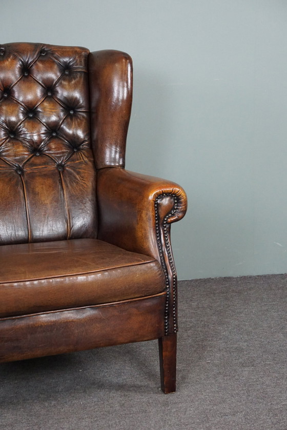 Image 1 of Sheep leather wing armchair