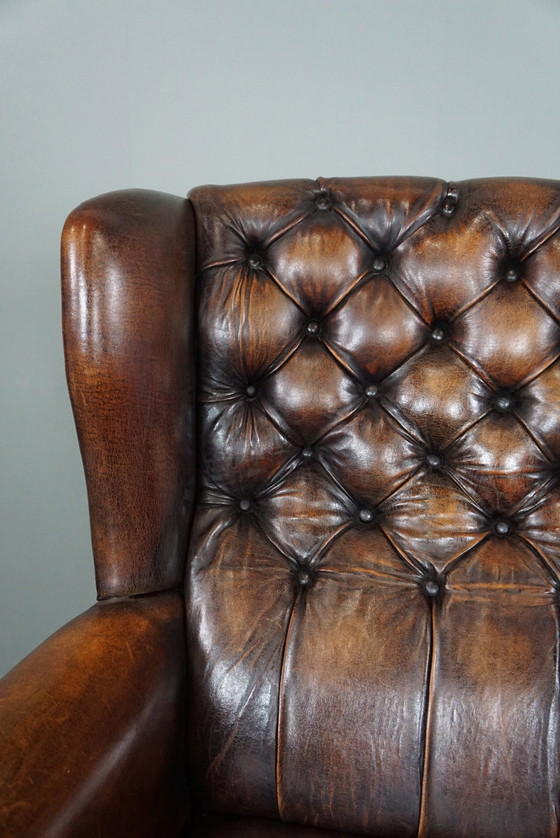 Image 1 of Sheep leather wing armchair