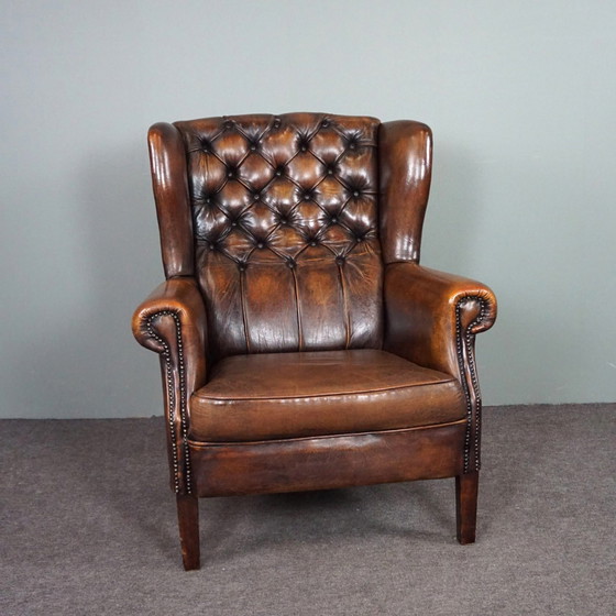 Image 1 of Sheep leather wing armchair