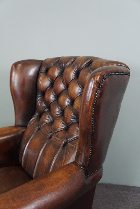 Image 1 of Sheep leather wing armchair