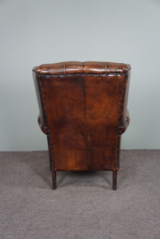 Image 1 of Sheep leather wing armchair