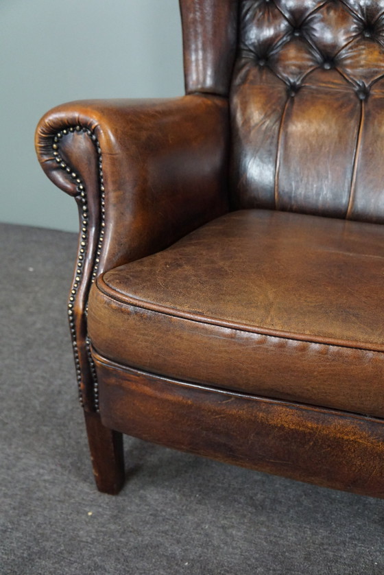 Image 1 of Sheep leather wing armchair