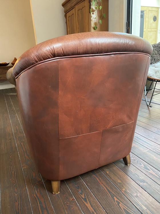 Image 1 of Fauteuil club vintage en cuir de mouton