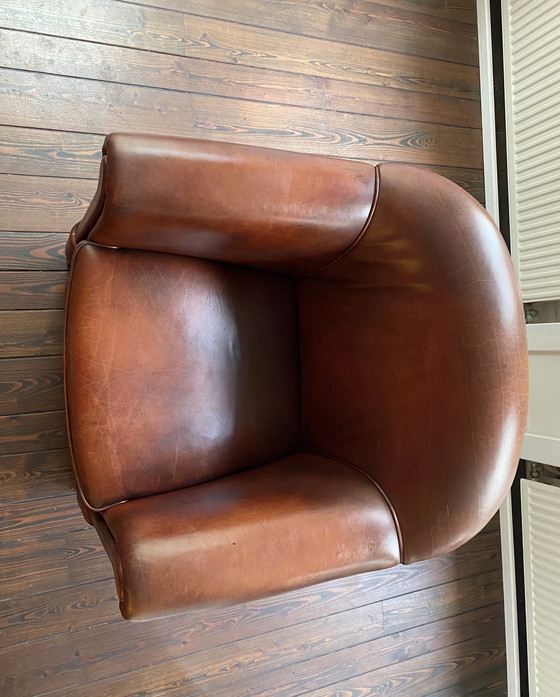 Image 1 of Fauteuil club vintage en cuir de mouton