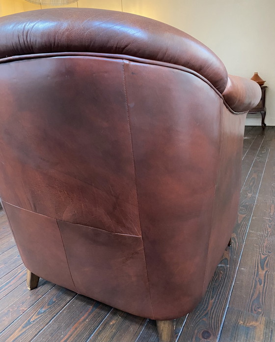 Image 1 of Fauteuil club vintage en cuir de mouton