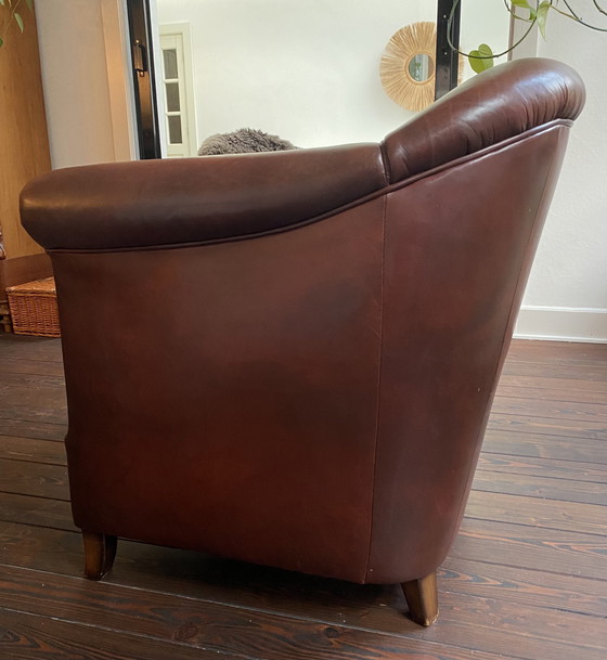 Image 1 of Fauteuil club vintage en cuir de mouton