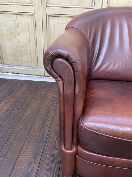 Image 1 of Fauteuil club vintage en cuir de mouton