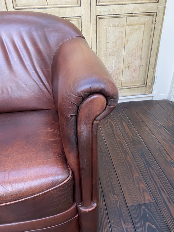 Image 1 of Fauteuil club vintage en cuir de mouton