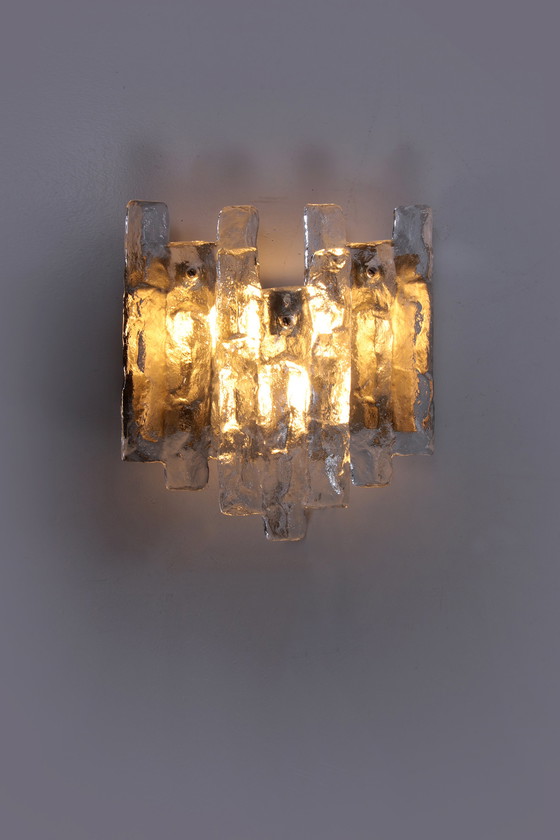 Image 1 of Crystal ice glass wall lamp design by J. T. Kalmar 1960