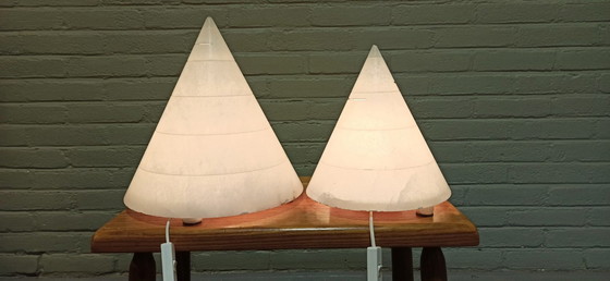 Image 1 of 2x Italian alabaster table lamps