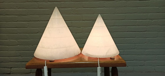 Image 1 of 2x Italian alabaster table lamps