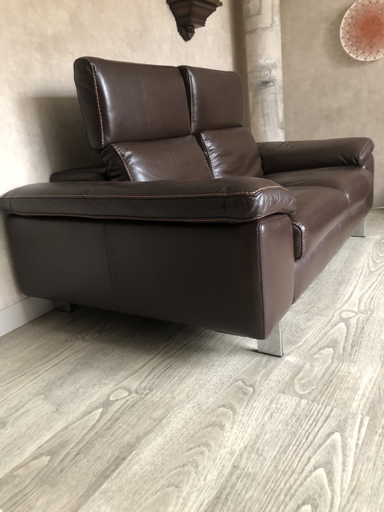 Image 1 of Modern leather sofa with contrast stitching