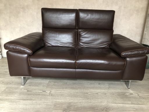 Modern leather sofa with contrast stitching