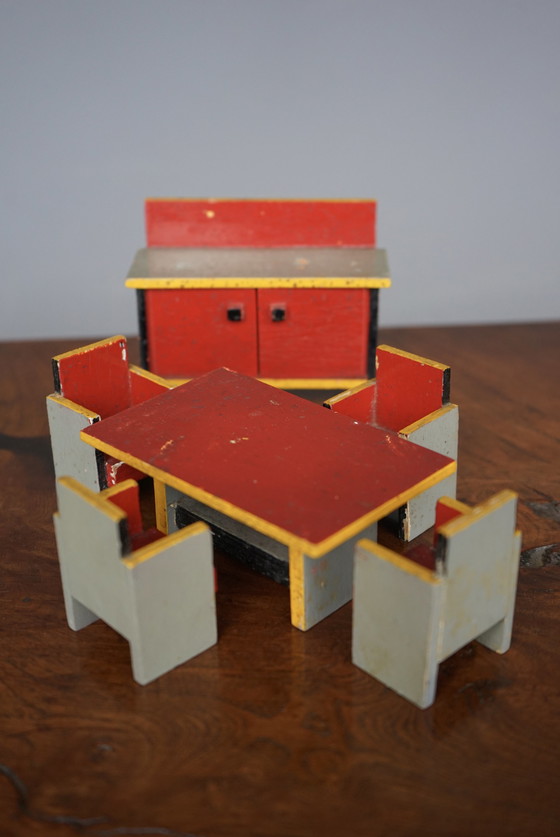 Image 1 of Miniature Dining Room Set by Ko Verzuu for Ado, 1930s, Set of 6