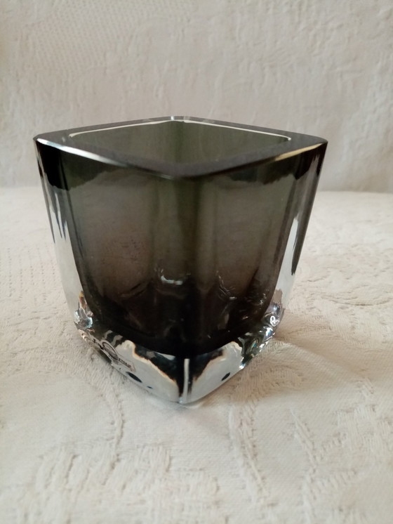 Image 1 of Swedish Crystal Glass Deco Design Vase By Gunnar Nylund 60S