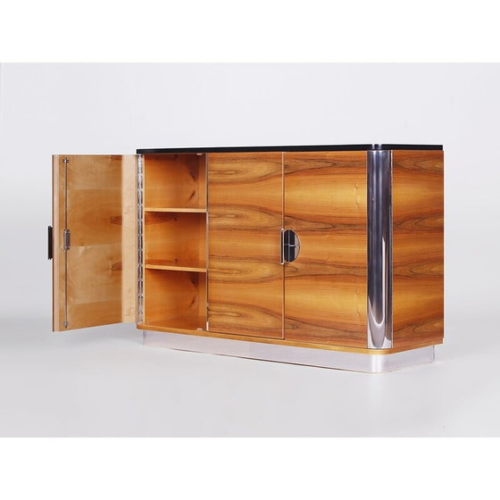 Image 1 of Vintage Czech Art Deco highboard in walnut veneer for Tschechisches Wohndesign Manufaktur, 1920-1930