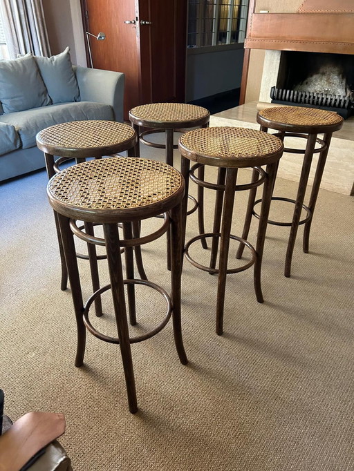 5x Vintage Wooden Webbing Bark Stool